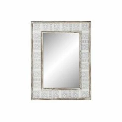 Miroir Mural DKD Home Decor Blanc Bois Toile (60 X 2.5 X 80 Cm)