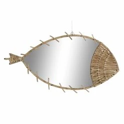 Miroir Mural DKD Home Decor Miroir Naturel Rotin Poisson (53 X 3 X 29 ...