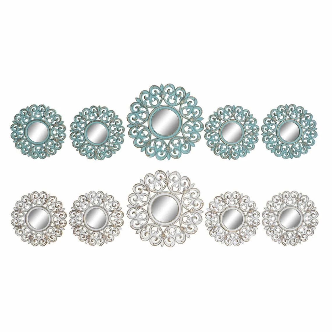 Miroir Mural DKD Home Decor Verre Bleu Blanc Polypropylène (35 X 2 X ... 3 Miroir Mural DKD Home Decor Verre Bleu Blanc Polypropylène (35 X 2 X ...