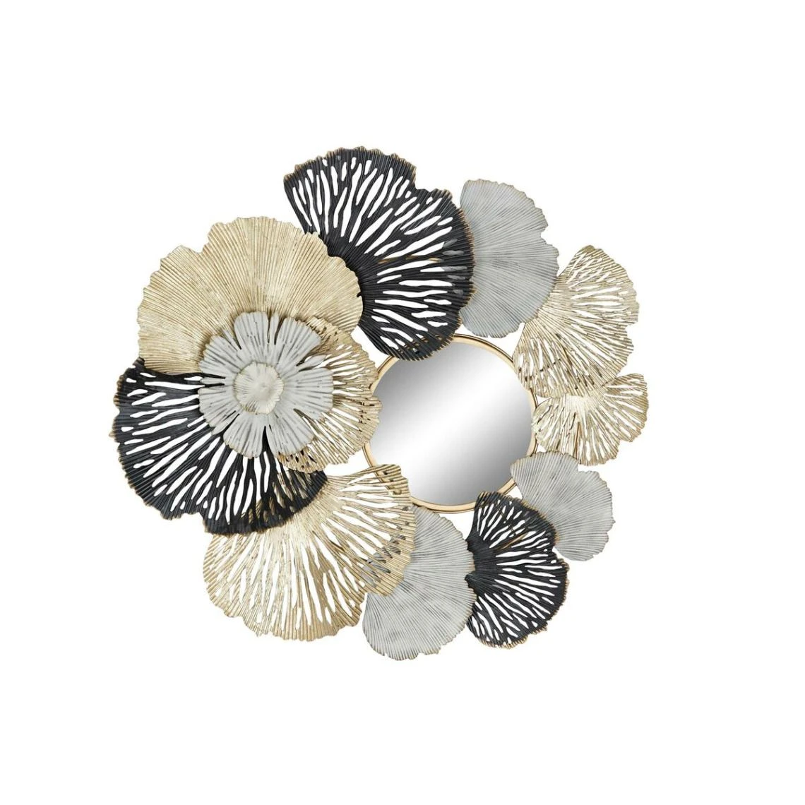 Miroir Mural DKD Home Decor Verre Noir Doré Métal Blanc Feuille D'un... 3 Miroir Mural DKD Home Decor Verre Noir Doré Métal Blanc Feuille D'un...