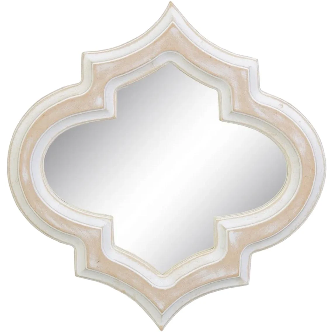 SANS MARQUE Miroir Mural En Bois Patiné Blanc 3 SANS MARQUE Miroir Mural En Bois Patiné Blanc