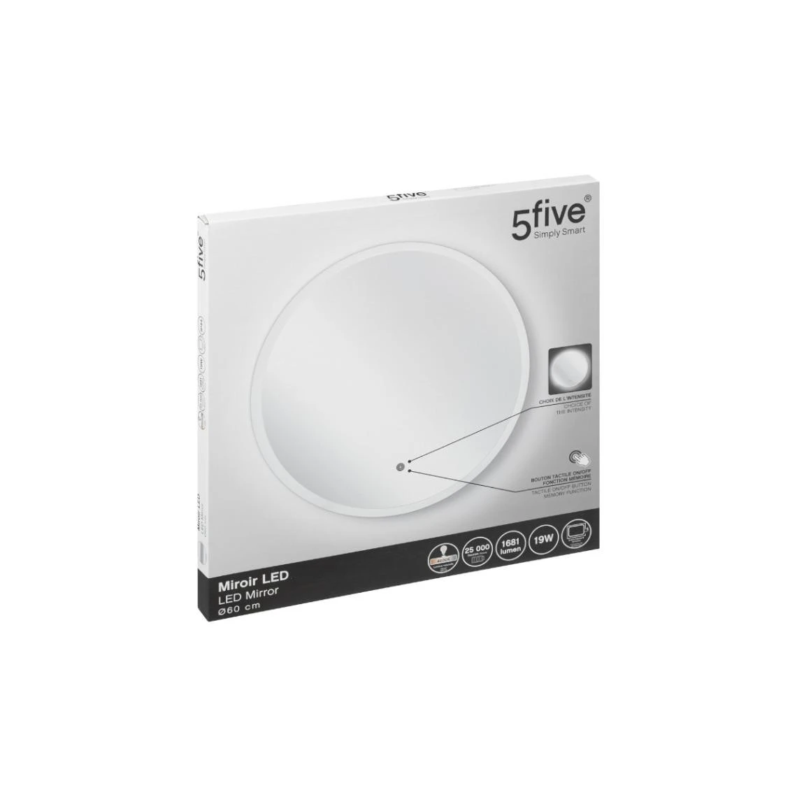 Five Simply Smart Miroir Mural Led Rond 60 Cm - FIVE 4 Five Simply Smart Miroir Mural Led Rond 60 Cm - FIVE – Image 2