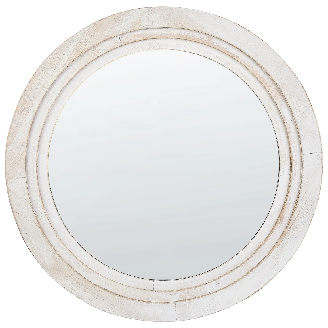 Beliani Miroir Mural Rond Blanc Cassé ø 60 Cm DELICIAS 3 Beliani Miroir Mural Rond Blanc Cassé ø 60 Cm DELICIAS