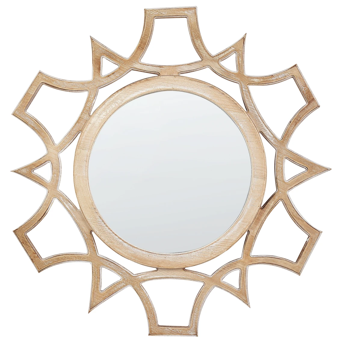 Beliani Miroir Mural Rond Bois Clair ø 60 Cm ZAPOPAN 3 Beliani Miroir Mural Rond Bois Clair ø 60 Cm ZAPOPAN