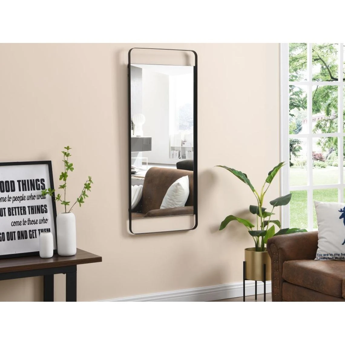 Vente-unique Miroir Mural En Métal - L.50 X H.120 Cm - Noir - VAMBA 3 Vente-unique Miroir Mural En Métal - L.50 X H.120 Cm - Noir - VAMBA