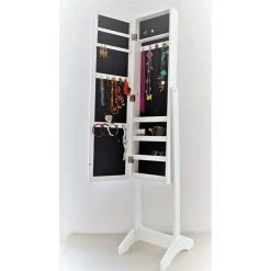 Audace Deco Miroir Psyché Range Bijoux - Coloris Blanc - Armoire à Bijoux Sur Pi...
