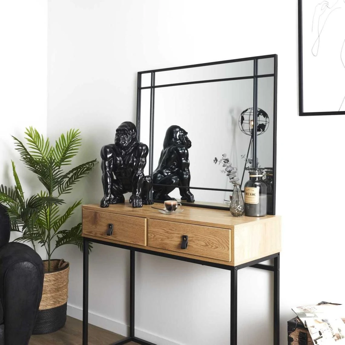 TOILINUX Miroir Rectangulaire Art Déco 93x73cm - Noir 5 TOILINUX Miroir Rectangulaire Art Déco 93x73cm - Noir – Image 3