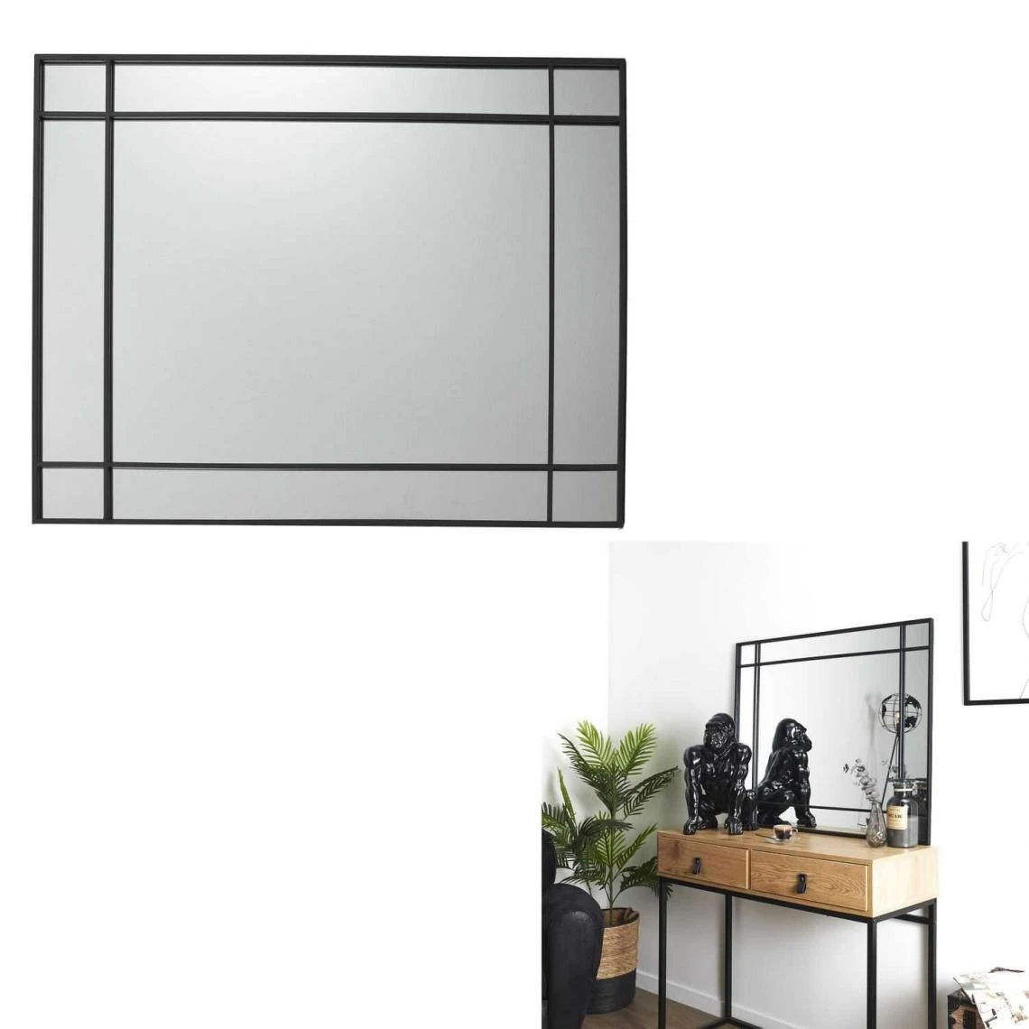 TOILINUX Miroir Rectangulaire Art Déco 93x73cm - Noir 7 TOILINUX Miroir Rectangulaire Art Déco 93x73cm - Noir – Image 5