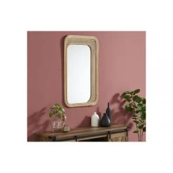 Vente-unique Miroir Ethnique Cannage En Rotin Et Bambou MELANIE - L.61 X H. 101 Cm ...