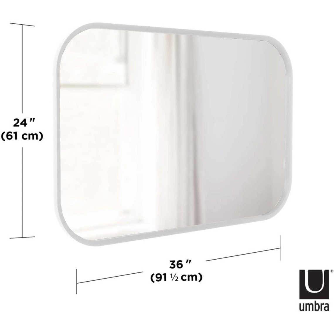 Umbra Miroir Rectangulaire Rebord Caoutchouc 61 X 91 Cm Hub Blanc. 5 Umbra Miroir Rectangulaire Rebord Caoutchouc 61 X 91 Cm Hub Blanc. – Image 3