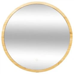 SANS MARQUE Miroir Rond D57 Bambou LED 5Five - Naturel Clair