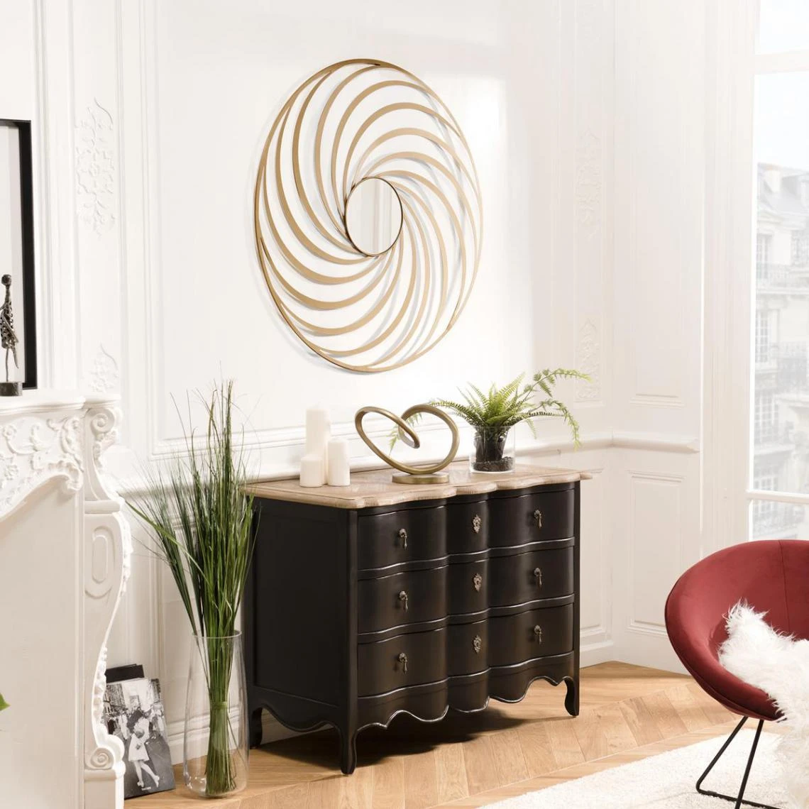 MACABANE Miroir Rond THEODORE Métal Doré Déco 3 MACABANE Miroir Rond THEODORE Métal Doré Déco