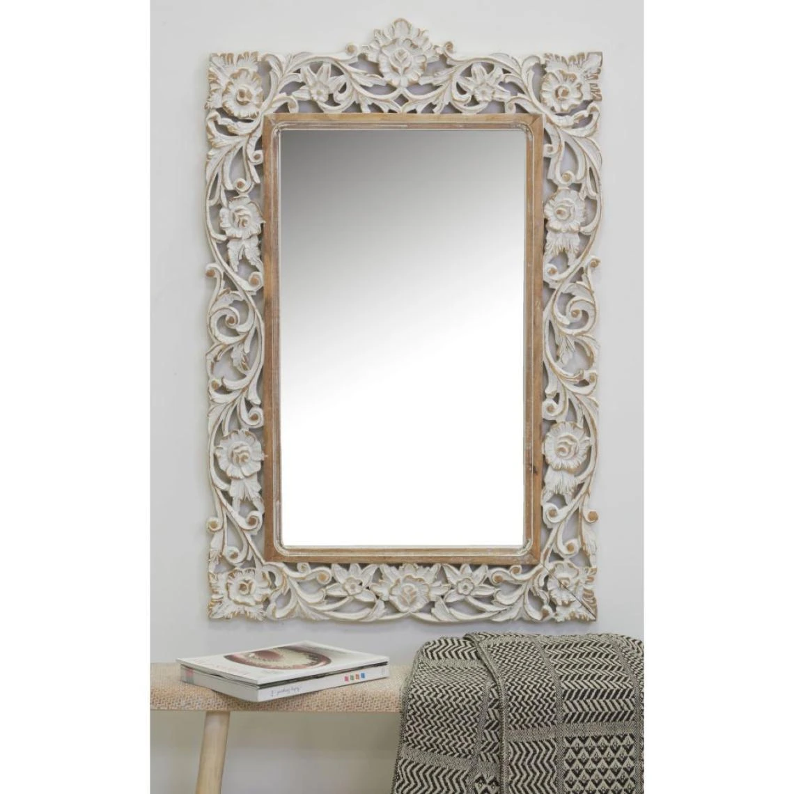 Aubry Gaspard Miroir Sculpté En Manguier Blanchi. 4 Aubry Gaspard Miroir Sculpté En Manguier Blanchi. – Image 2