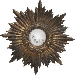 Baroque Miroir Soleil Oeil Sorcière En Polyrésine Rome 26 Cm.