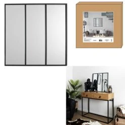 TOILINUX Miroir Style Verrière En 3 Parties En Métal - Noir -magasin Vente-unique miroir style verriere en 3 parties en metal noir 13620496 37469386 1140x1140