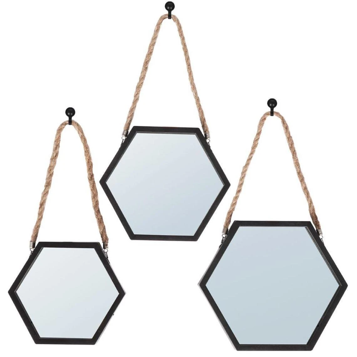 Other Miroir Sur Chaîne, Miroir Mural Hexagonal Dans Un Cadre Noir, Lot De ... 5 Other Miroir Sur Chaîne, Miroir Mural Hexagonal Dans Un Cadre Noir, Lot De ... – Image 3