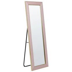 Beliani Miroir Sur Pied En Velours Rose 50 X 150 Cm LAUTREC