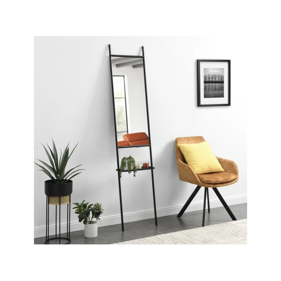 Vente-unique Miroir échelle Avec étagère - Fer - L. 41 X H. 183 Cm - Noir - RAZE... 3 Vente-unique Miroir échelle Avec étagère - Fer - L. 41 X H. 183 Cm - Noir - RAZE...