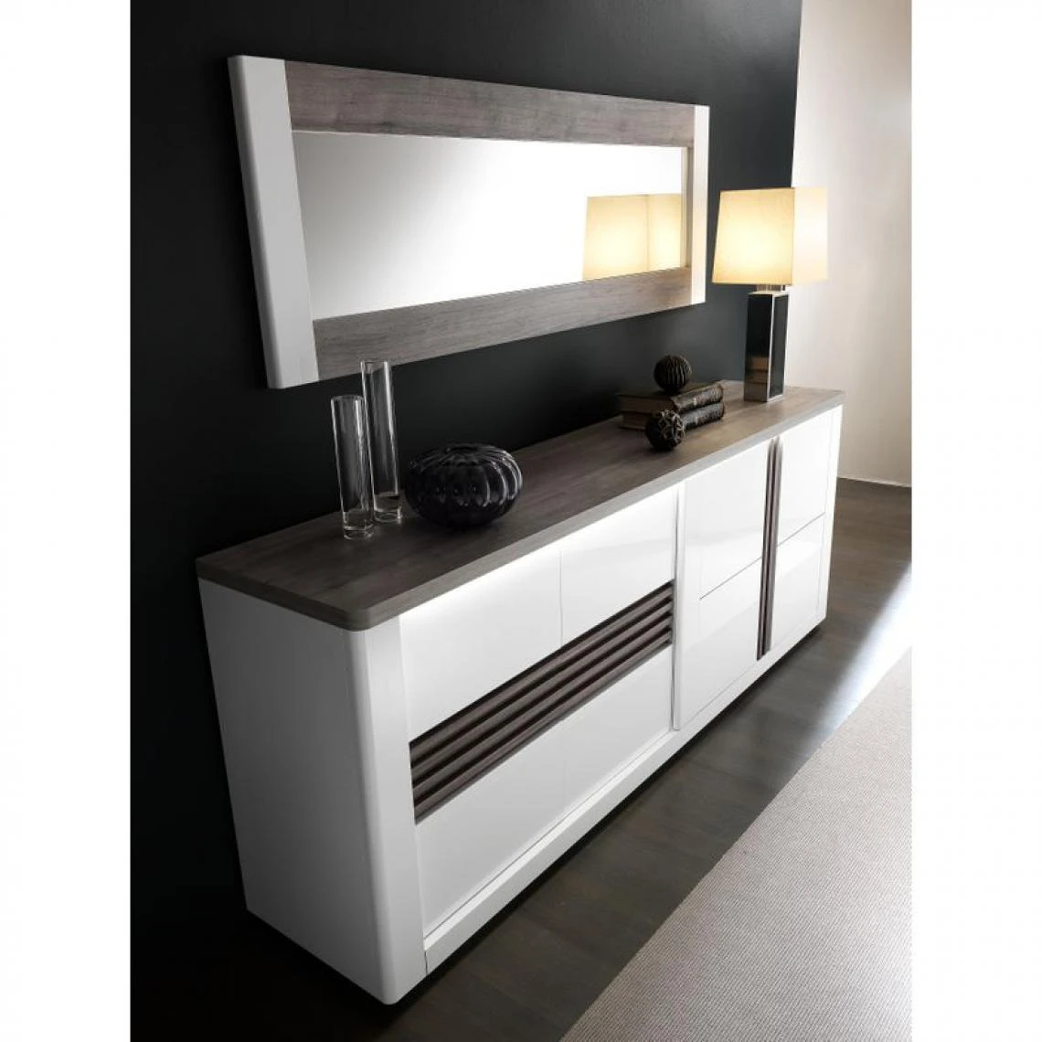 Modern Living Miroir VERTIGO Blanc/chêne Gris 6 Modern Living Miroir VERTIGO Blanc/chêne Gris – Image 4