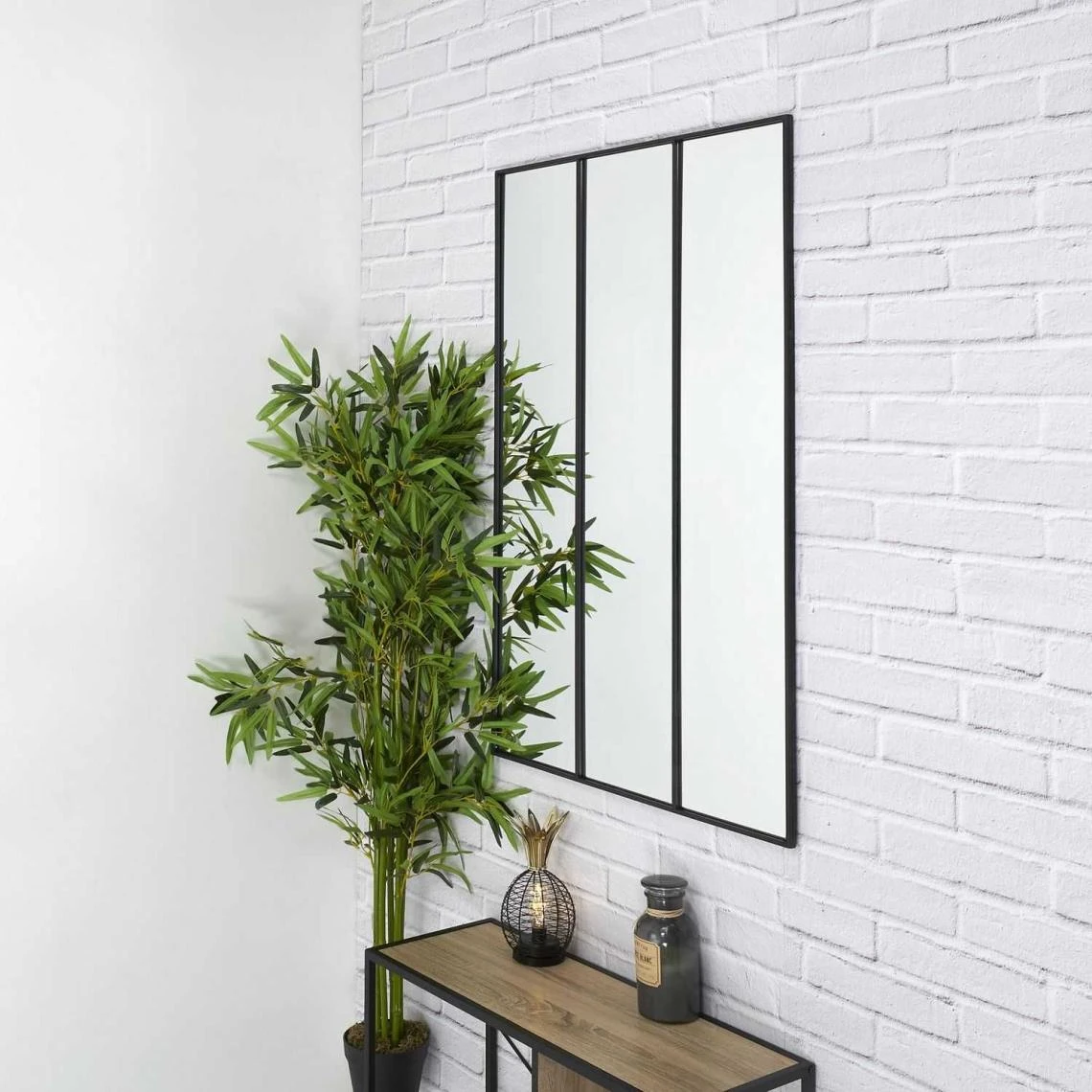 TOILINUX Miroir XXL Style Verrière En 3 Parties En Métal - Noir 5 TOILINUX Miroir XXL Style Verrière En 3 Parties En Métal - Noir – Image 3