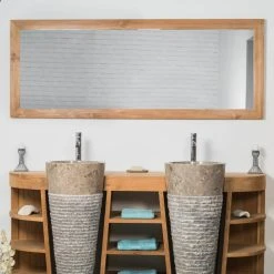 Wanda Collection Grand Miroir Rectangle En Teck Massif 180 X 70