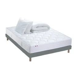 Idliterie Pack ASTRE Ensemble Matelas Ressorts + Sommier + Couette + Oreillers -...