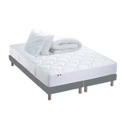 Idliterie Pack ASTRE Ensemble Matelas Ressorts + Sommier + Couette + Oreillers -...
