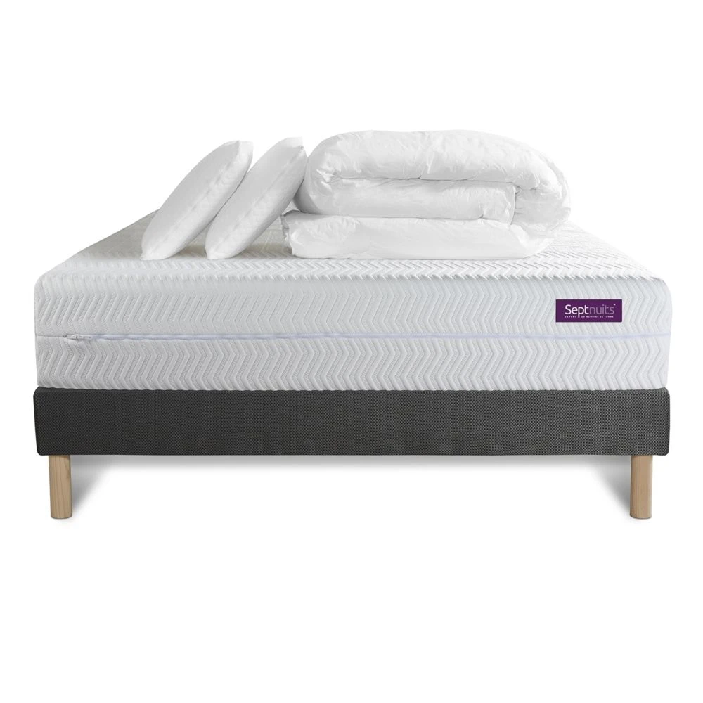 SEPTNUITS PACK Matelas + Sommier Gris 140x200 Memo Bio Mousse à Mémoire De Fo... 4 SEPTNUITS PACK Matelas + Sommier Gris 140x200 Memo Bio Mousse à Mémoire De Fo... – Image 2