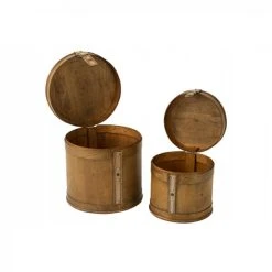 Dansmamaison Set De 2 Coffre Rond Bois Beige - L 27 X L 25,5 X H 26 Cm -magasin Vente-unique set de 2 coffre rond bois beige l 27 x l 255 x h 26 cm 11522638 30185560 1140x1140