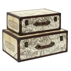 The Home Deco Factory Set De 2 Malles En Bois Mappemonde.
