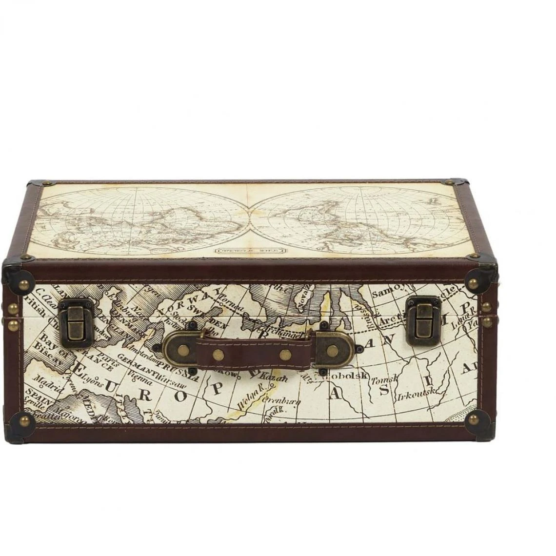 The Home Deco Factory Set De 2 Malles En Bois Mappemonde. 6 The Home Deco Factory Set De 2 Malles En Bois Mappemonde. – Image 4