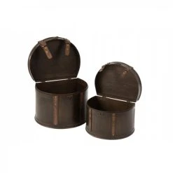 Dansmamaison Set De 2 Valises 1/2 Rond Bois Marron - L 35,5 X L 29,5 X H 27,5 Cm -magasin Vente-unique set de 2 valises 12 rond bois marron l 355 x l 295 x h 275 cm 11522650 30185610 1140x1140