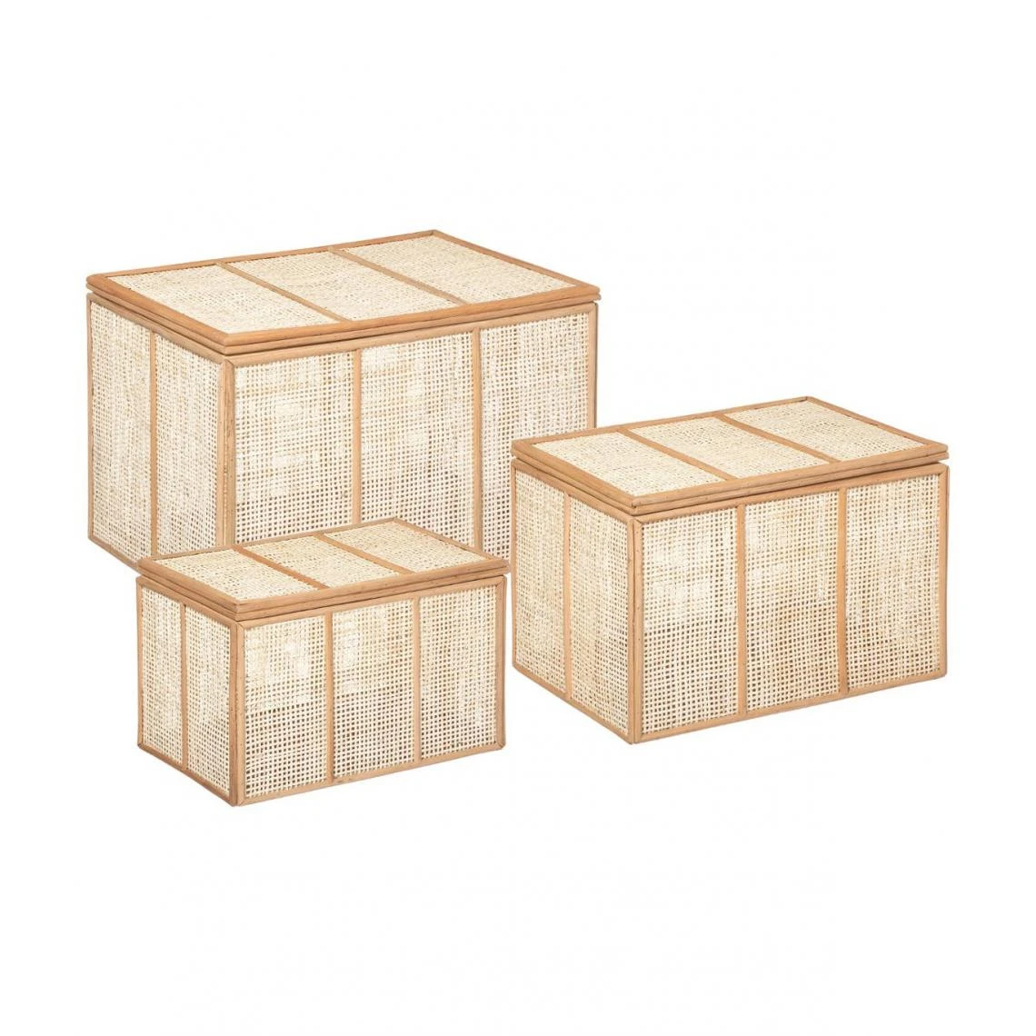 Atmosphera, Createur D'Interieur Set De 3 Malles De Rangement Cannage En Rotin 3 Atmosphera, Createur D'Interieur Set De 3 Malles De Rangement Cannage En Rotin