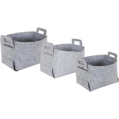 The Home Deco Factory Set De 3 Paniers De Rangement Pliable En Feutrine.