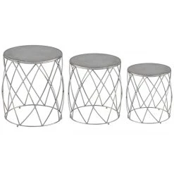 MENZZO Set De 3 Tabourets Lidie Nickel