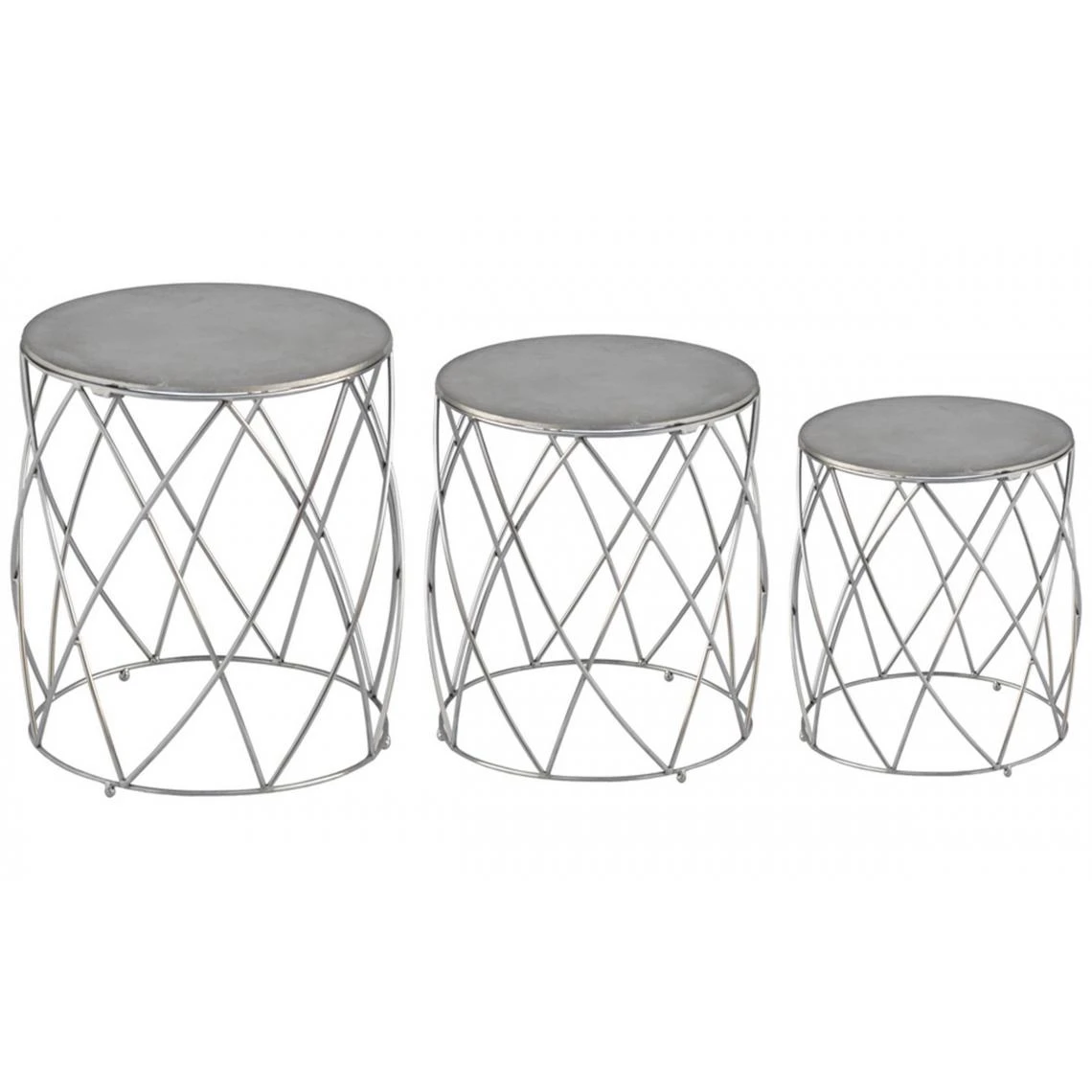 MENZZO Set De 3 Tabourets Lidie Nickel 3 MENZZO Set De 3 Tabourets Lidie Nickel