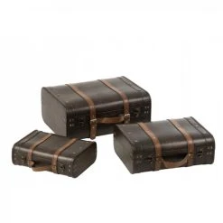 Dansmamaison Set De 3 Valises Decorative Bois Marron - L 45 X L 35,5 X H 19,5 Cm -magasin Vente-unique set de 3 valises decorative bois marron l 45 x l 355 x h 195 cm 11522640 30185570 1140x1140