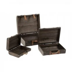 Dansmamaison Set De 3 Valises Decorative Bois Marron - L 45 X L 35,5 X H 19,5 Cm -magasin Vente-unique set de 3 valises decorative bois marron l 45 x l 355 x h 195 cm 11522640 30185572 1140x1140
