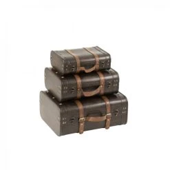 Dansmamaison Set De 3 Valises Decorative Bois Marron - L 45 X L 35,5 X H 19,5 Cm -magasin Vente-unique set de 3 valises decorative bois marron l 45 x l 355 x h 195 cm 11522640 30185574 1140x1140