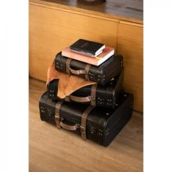 Dansmamaison Set De 3 Valises Decorative Bois Marron - L 45 X L 35,5 X H 19,5 Cm -magasin Vente-unique set de 3 valises decorative bois marron l 45 x l 355 x h 195 cm 11522640 30185576 1140x1140