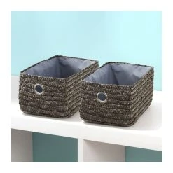 Casame Tiroir En Paille Tressé Gris Foncé Vendu Par 4 -magasin Vente-unique tiroir en paille tresse gris fonce vendu par 4 2