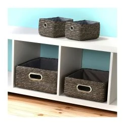 Casame Tiroir En Paille Tressé Gris Métal - Moyen Modèle 7 Casame Tiroir En Paille Tressé Gris Métal - Moyen Modèle -magasin Vente-unique tiroir tresse gris metal grand modele 1