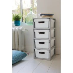 Curver Tour 4 Tiroirs Infinity 10 Litres Blanc Gris -magasin Vente-unique tour 4 tiroirs infinity 10 litres blanc gris 3