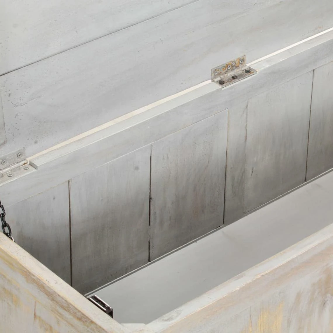 VidaXL Boîte De Rangement Gris 100x38x45 Cm Bois De Manguier Solide 4 VidaXL Boîte De Rangement Gris 100x38x45 Cm Bois De Manguier Solide – Image 2