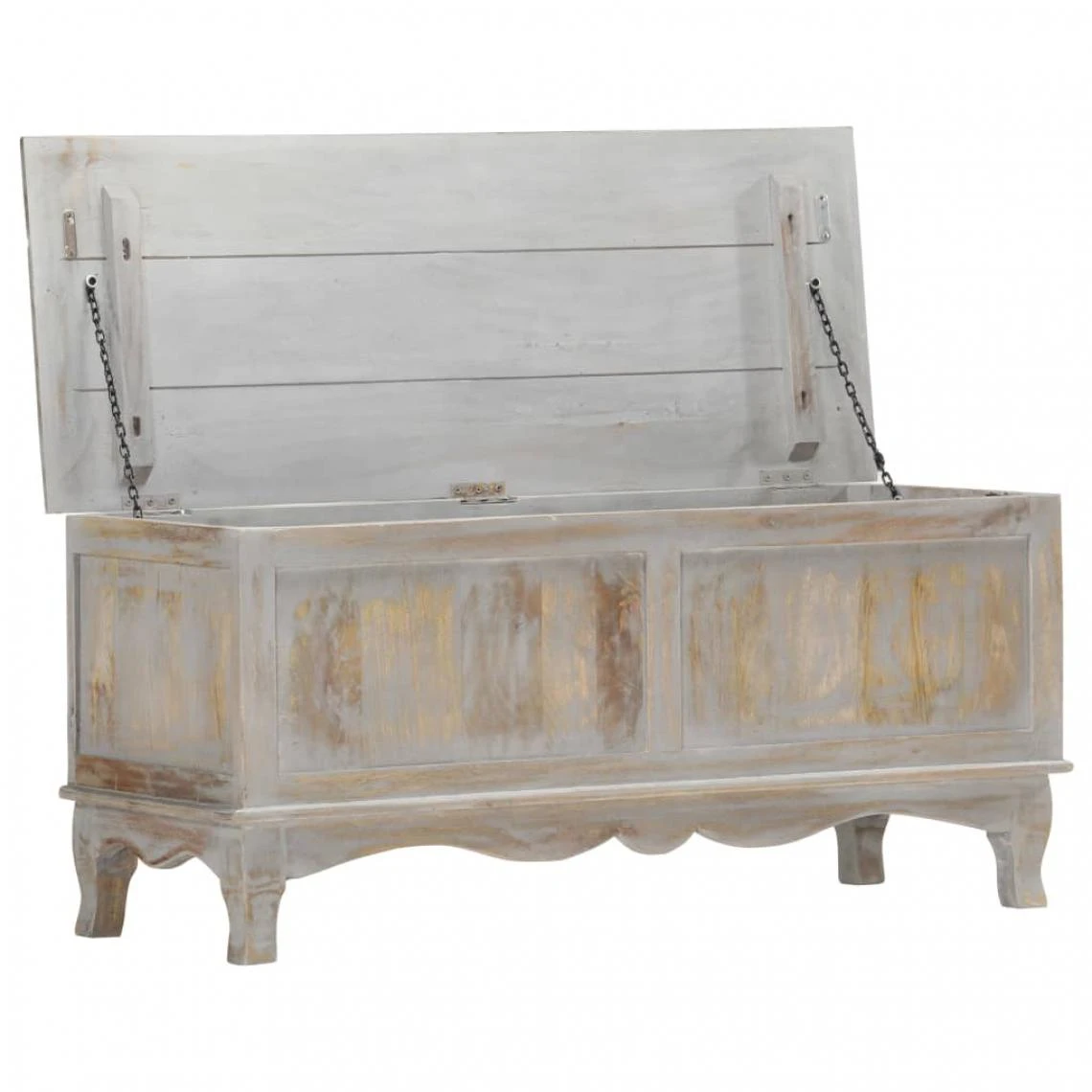 VidaXL Boîte De Rangement Gris 100x38x45 Cm Bois De Manguier Solide 6 VidaXL Boîte De Rangement Gris 100x38x45 Cm Bois De Manguier Solide – Image 4