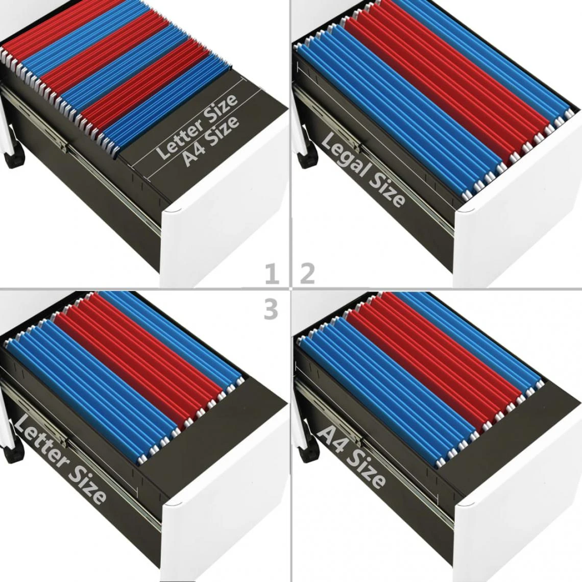 VidaXL Classeur Mobile Blanc 30x45x59 Cm Acier 4 VidaXL Classeur Mobile Blanc 30x45x59 Cm Acier – Image 2