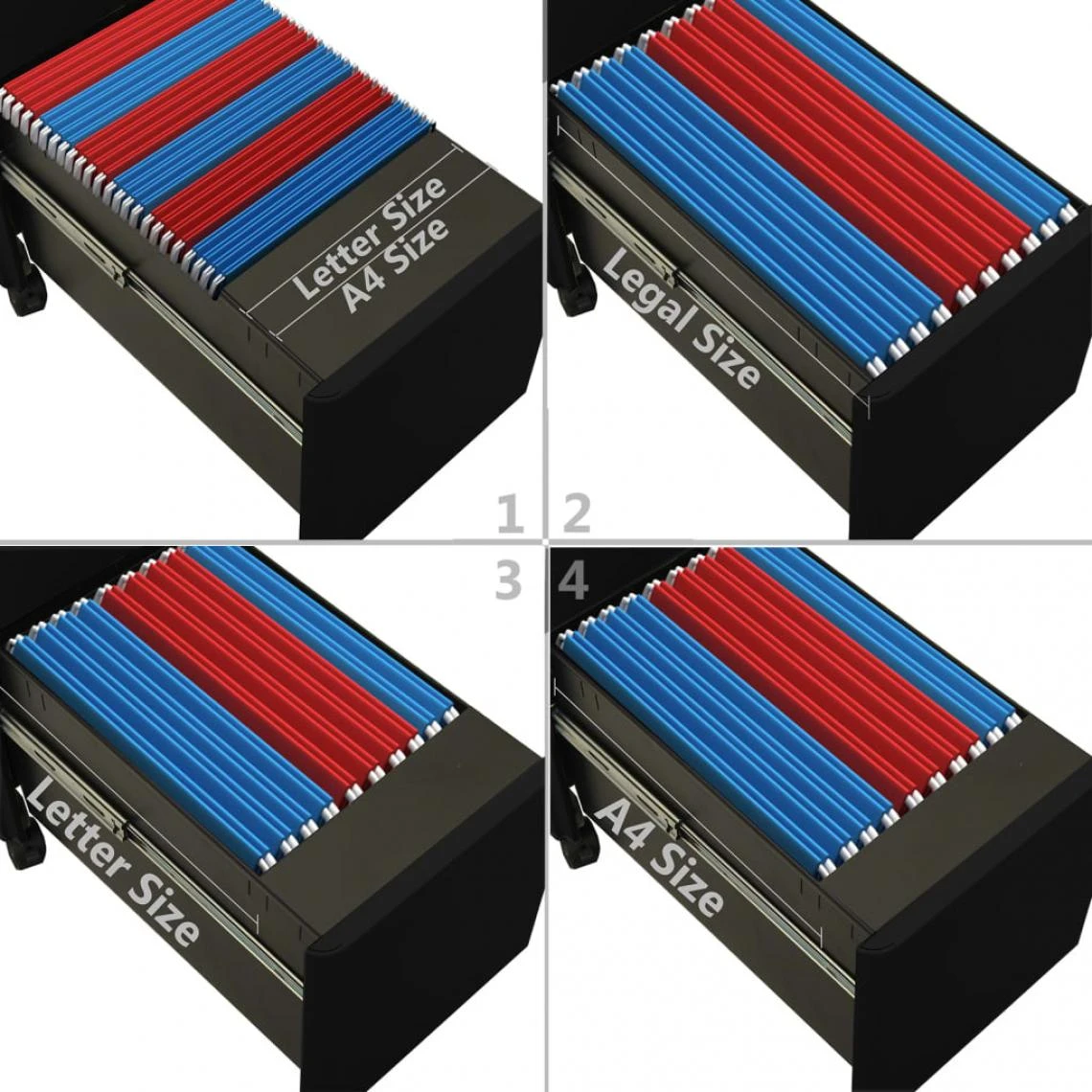 VidaXL Classeur Mobile Noir 30x45x59 Cm Acier 5 VidaXL Classeur Mobile Noir 30x45x59 Cm Acier – Image 3