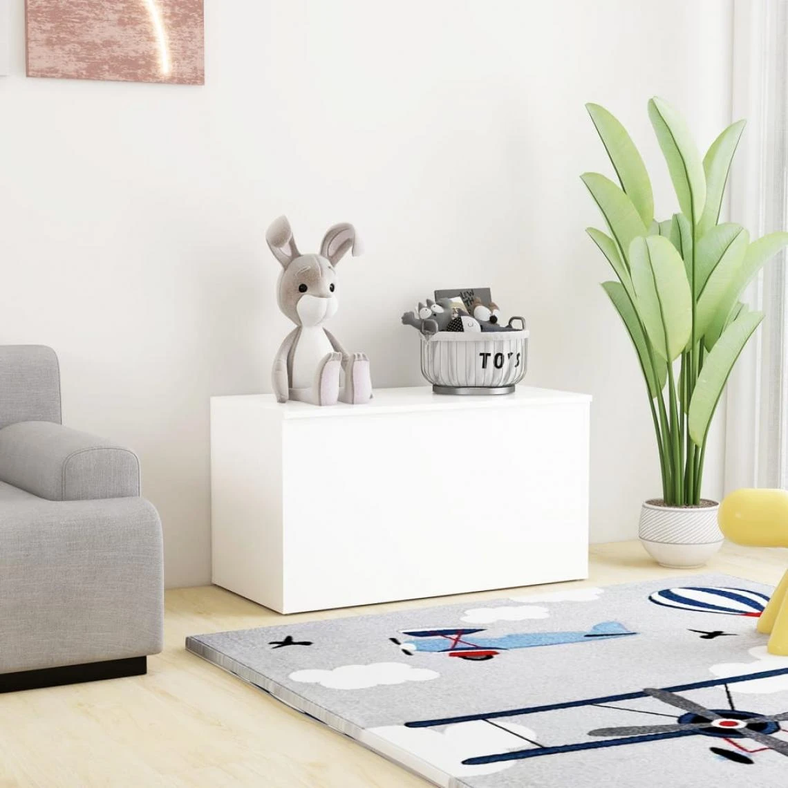 VidaXL Coffre De Rangement Blanc 84x42x46 Cm Bois D'ingénierie 6 VidaXL Coffre De Rangement Blanc 84x42x46 Cm Bois D'ingénierie – Image 4