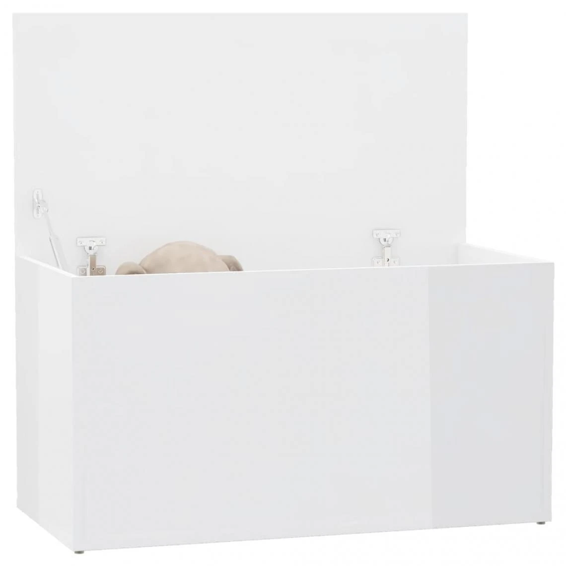 VidaXL Coffre De Rangement Blanc Brillant 84x42x46cm Bois D'ingénieri... 5 VidaXL Coffre De Rangement Blanc Brillant 84x42x46cm Bois D'ingénieri... – Image 3