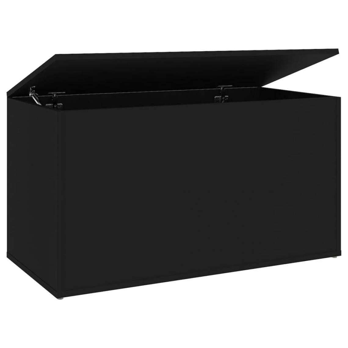 VidaXL Coffre De Rangement Noir 84x42x46 Cm Bois D'ingénierie 4 VidaXL Coffre De Rangement Noir 84x42x46 Cm Bois D'ingénierie – Image 2